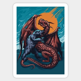 Bear vs Dragon Colored Sticker